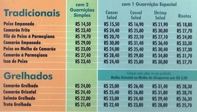 Vivenda do Camarão cardápio