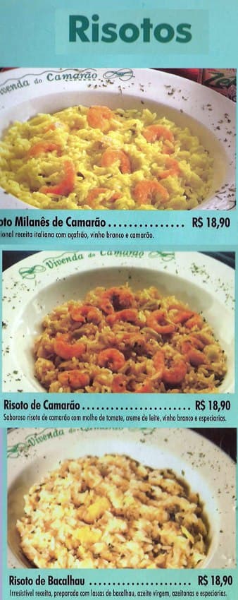 Vivenda do Camarão cardápio