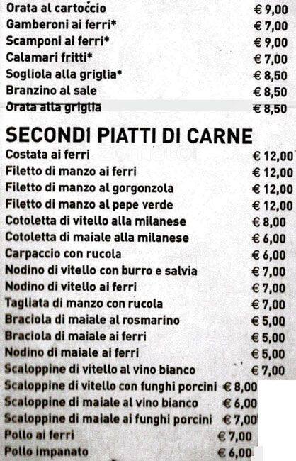 Menu di Stella d'Oriente 