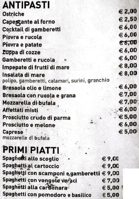 Menu di Stella d'Oriente 
