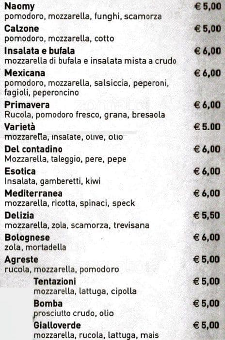 Menu di Stella d'Oriente 