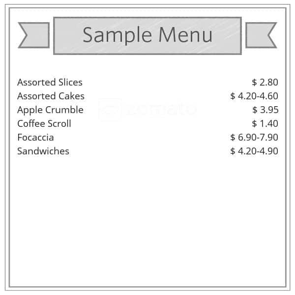 The Cake Box Menu, Menu for The Cake Box, Lalor, Melbourne