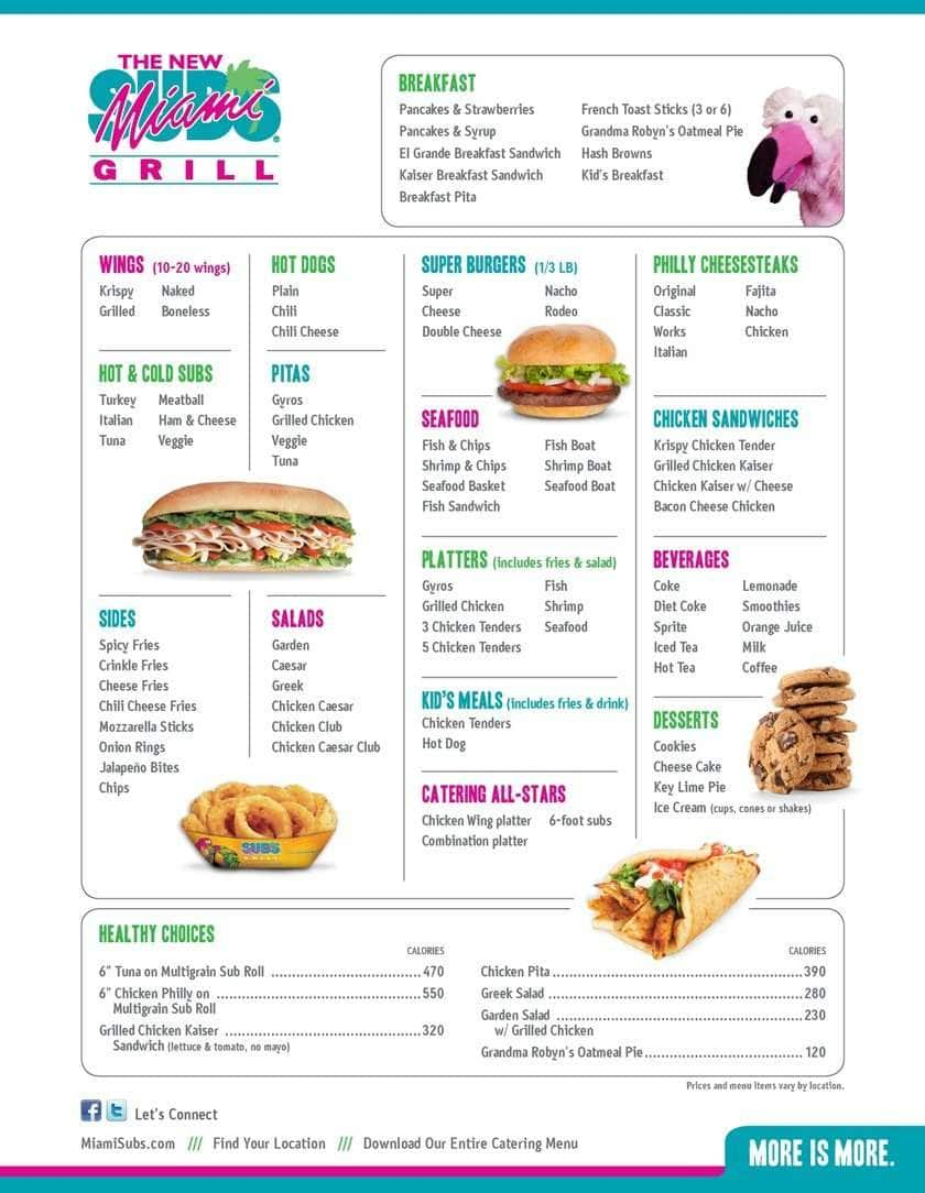 Miami Subs Grill Menu, Menu for Miami Subs Grill, Doral/Miami Springs