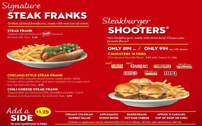 Menu at Steak 'n Shake restaurant, Grapevine