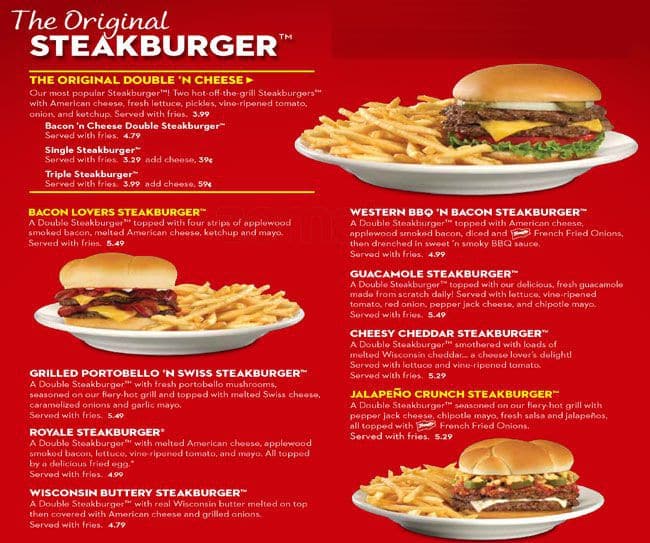 Menu at Steak 'n Shake restaurant, Grapevine