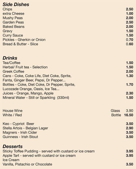 Menu at Fish Bone restaurant, London