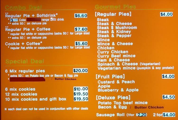Upper Crust Menu, Menu for Upper Crust, Henderson, Auckland Menumania