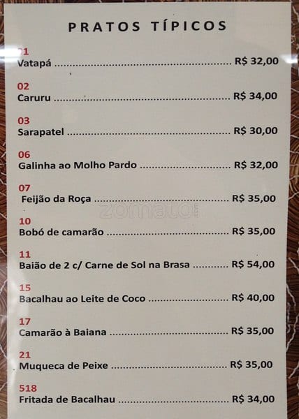 Cantinho Café e Bar cardápio