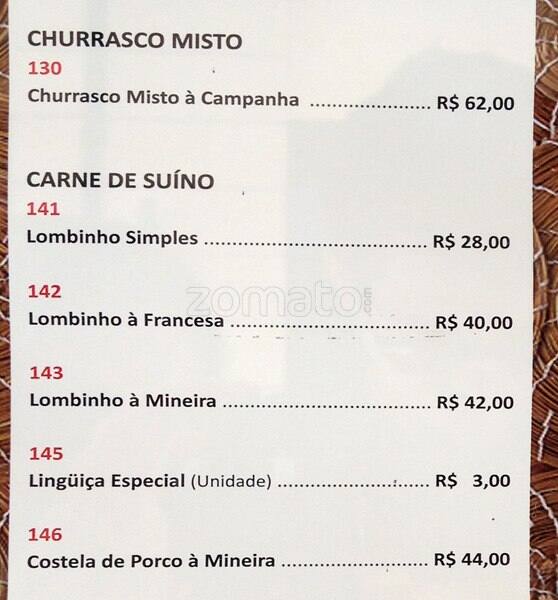 Cantinho Café e Bar cardápio