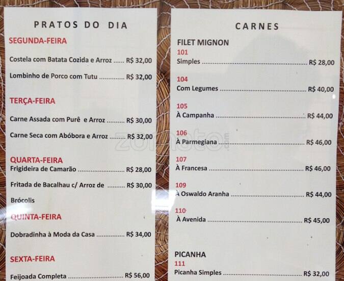 Cantinho Café e Bar cardápio