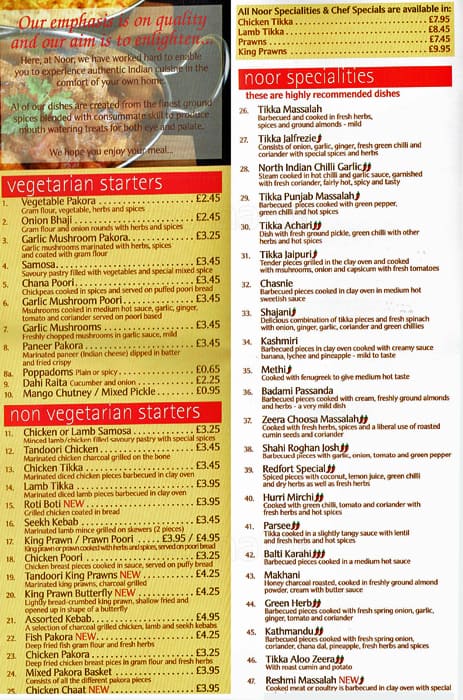 Noor Menu, Menu for Noor, Newington, Edinburgh - Zomato UK