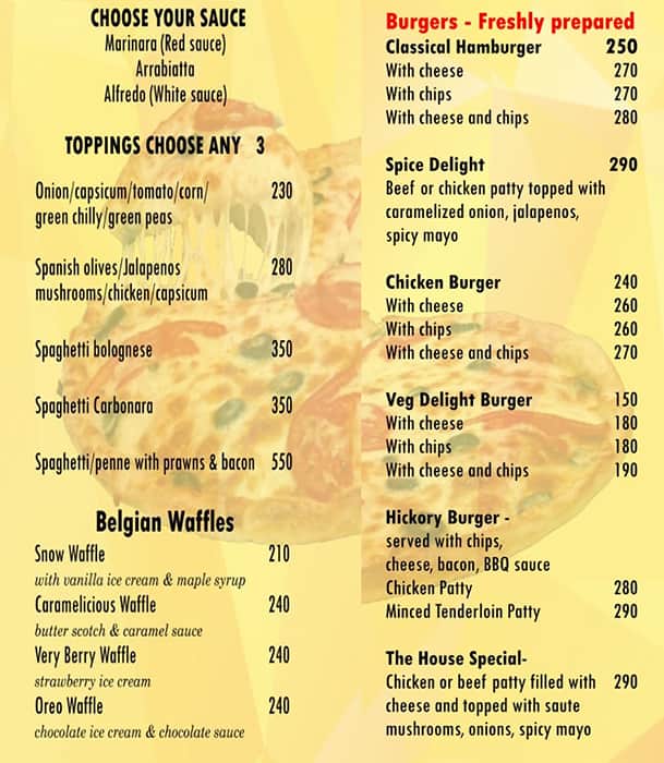 Blue Monkey menu