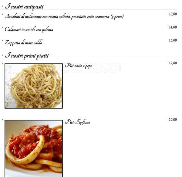Carta de La Cucina inVoga