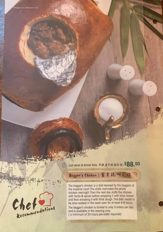 Menu at Billy