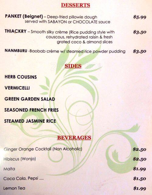 Menu at Bantaba African Restaurant, Lynnwood, 36th Ave W