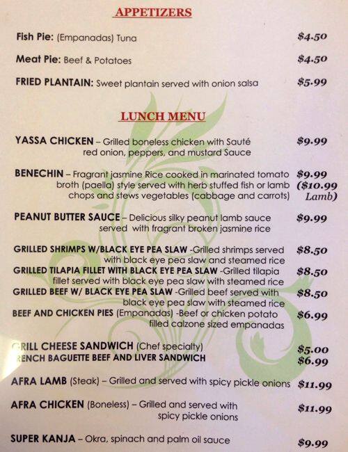 Menu at Bantaba African Restaurant, Lynnwood, 36th Ave W