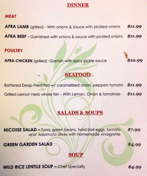 Menu at Bantaba African Restaurant, Lynnwood, 36th Ave W