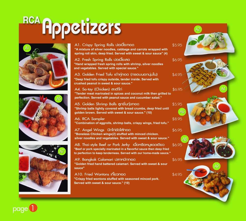 Red Corner Asia Menu, Menu for Red Corner Asia, Thai Town, Los Angeles