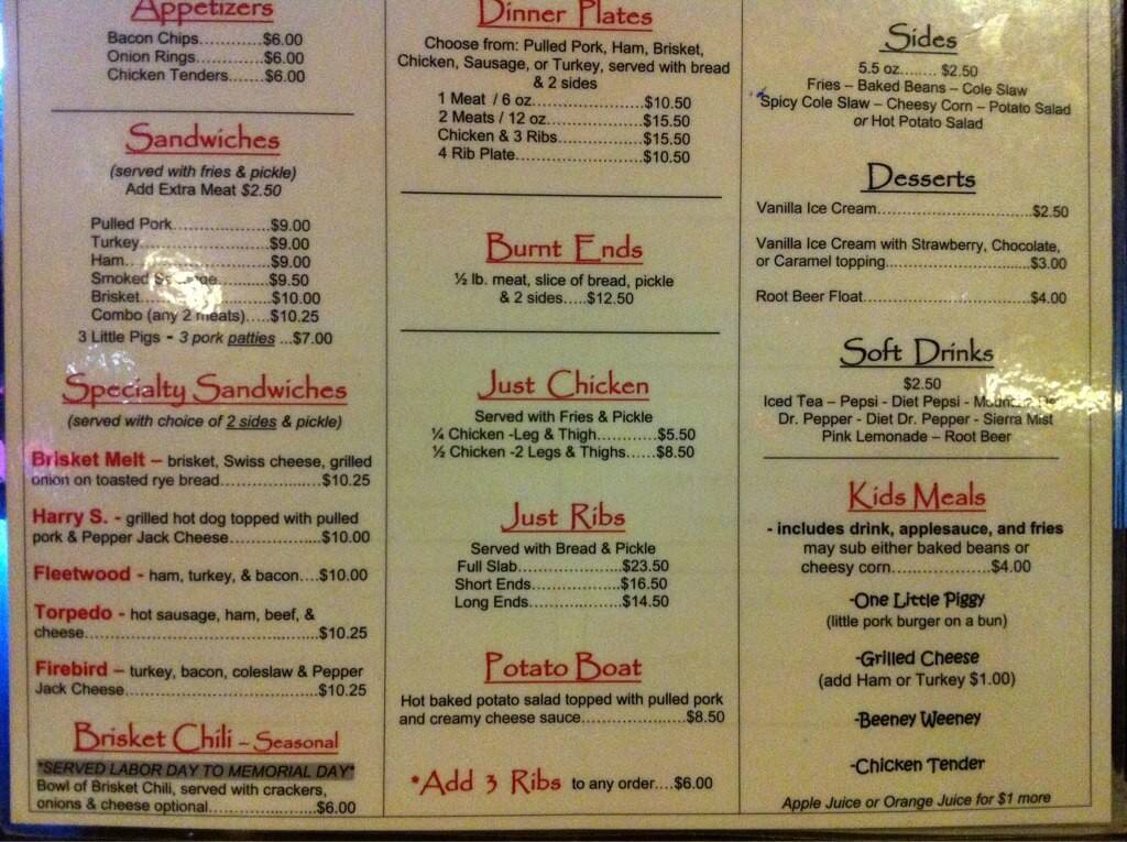 Menu at Little Bbq Joint, Independence