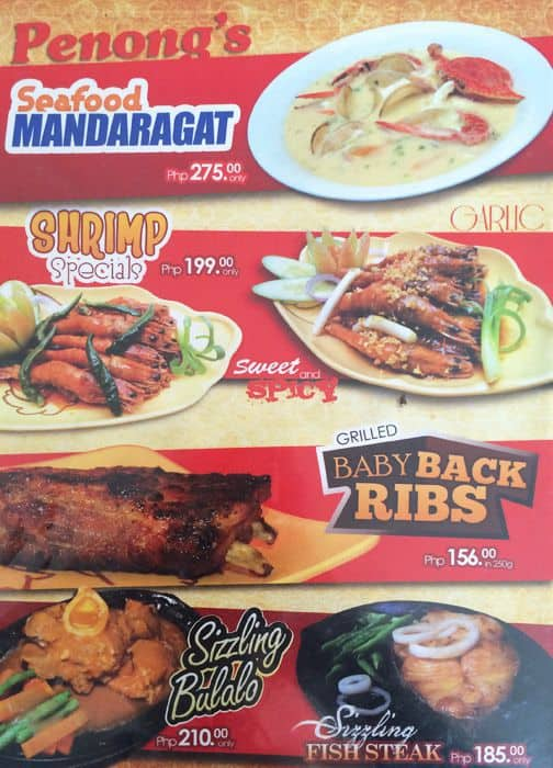 Menu at Penong's BBQ, Cebu City, Colon Street