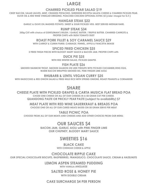 Menu at Munster Arms Hotel pub & bar, Ballarat Central