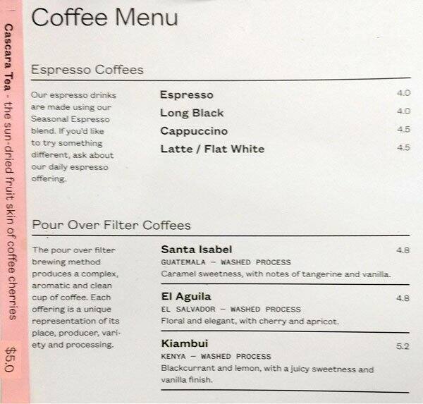 Market Lane Coffee Menu, Menu for Market Lane Coffee, Elizabeth Street, CBD, Melbourne