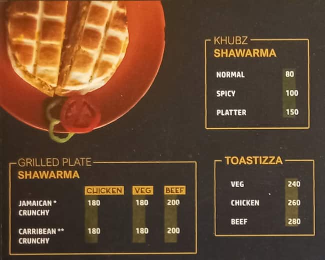 Menu of Barbecue Space Restaurant, Vazhuthacaud, Trivandrum