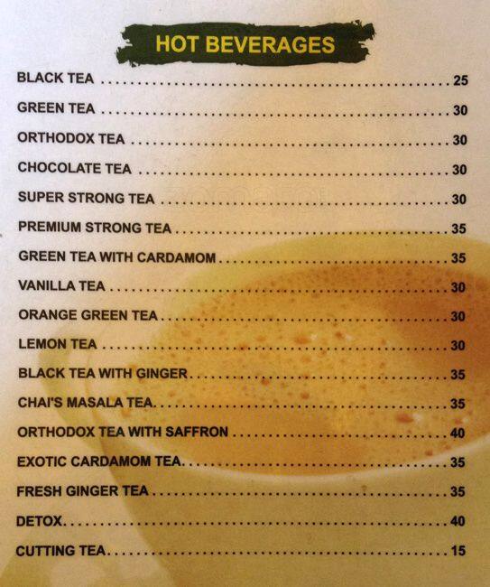 Menu at Chai's Dosa Magic, Bengaluru, 95