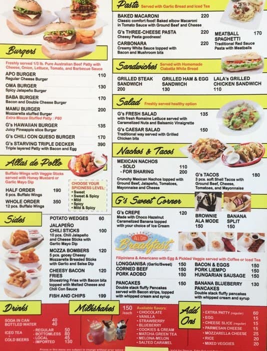 Granny's Burger Menu, Menu for Granny's Burger, Oranbo, Pasig City ...