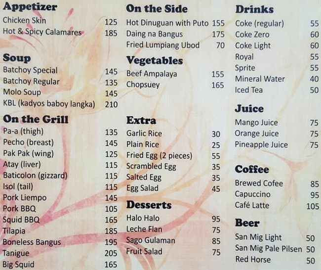 Hacienda Inasal Menu, Menu for Hacienda Inasal, Filinvest City ...