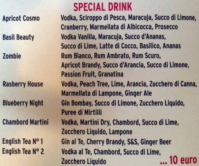 Menu di Quartino 
