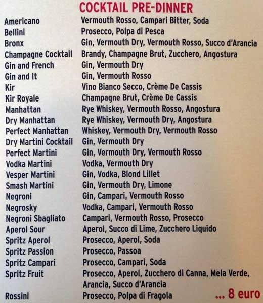 Menu di Quartino 