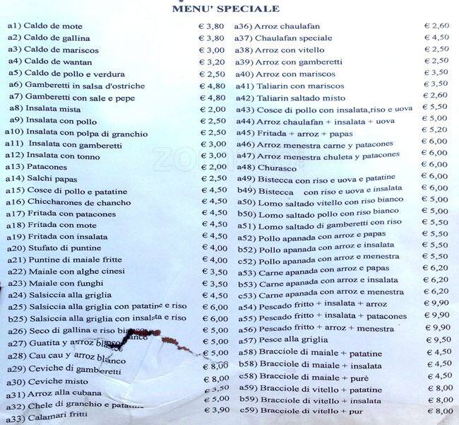 Menu di Nuova Hong Kong 
