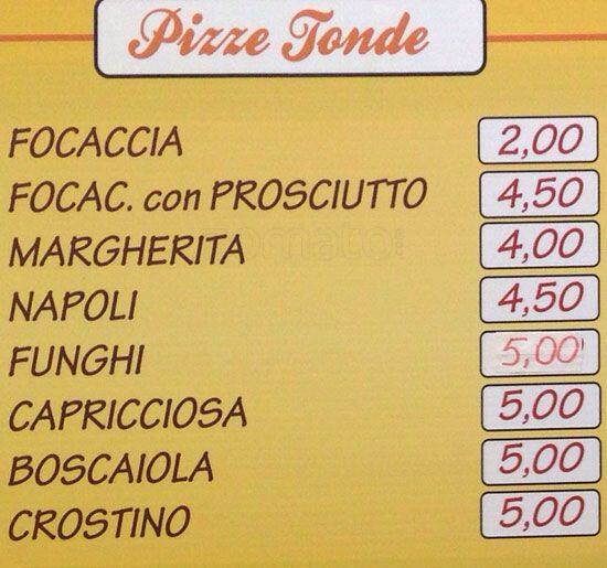 Menu di Pizza Romana 