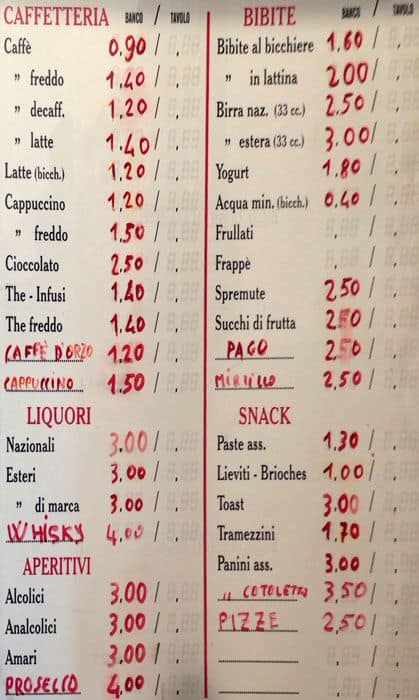 Menu di Bar Igea srl 