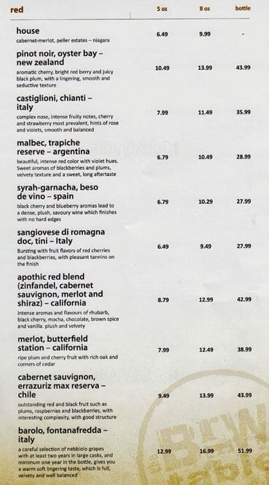 Menu de The Brew Table