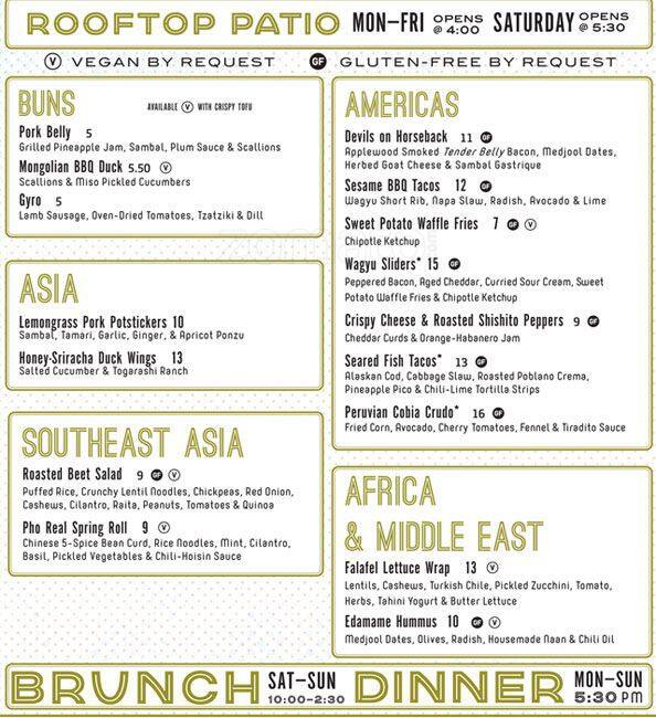 Menu at Linger restaurant, Denver