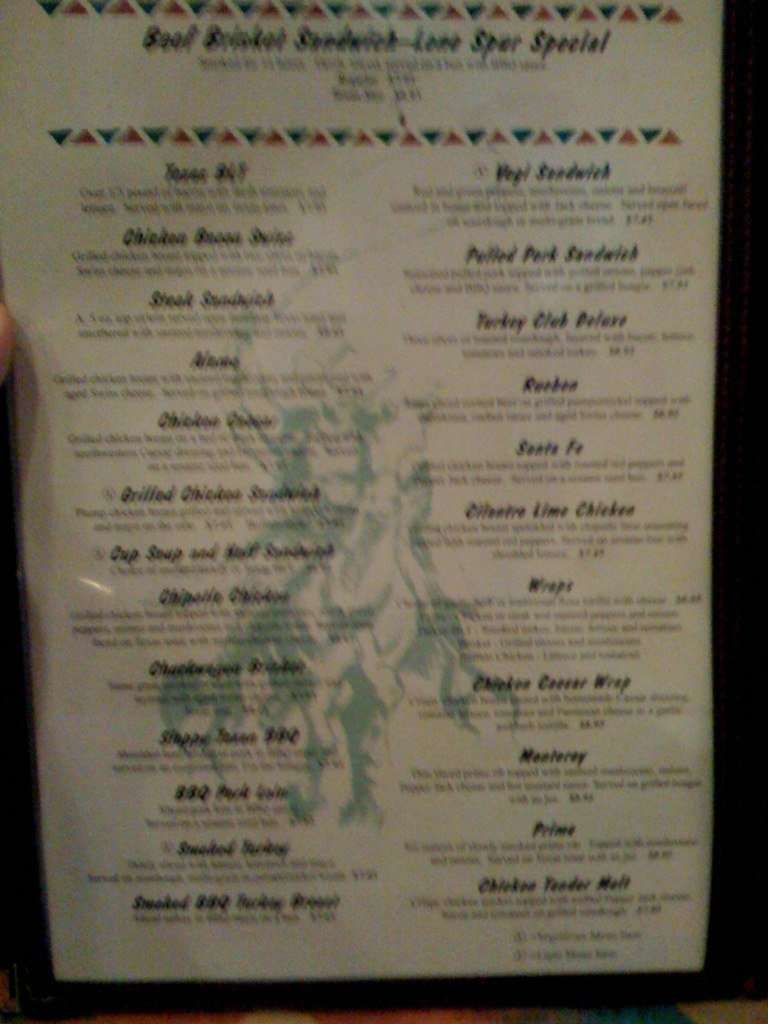 Menu at Lone Spur Grill And Bar,