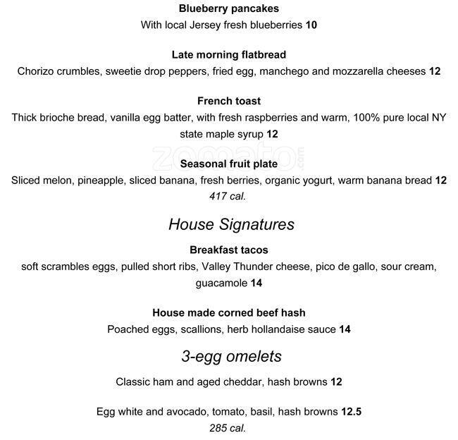 Menu at Booker & Zinc pub & bar, Bridgewater