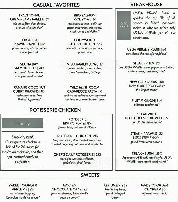 Menu at JOEY Woodland Hills restaurant, Los Angeles