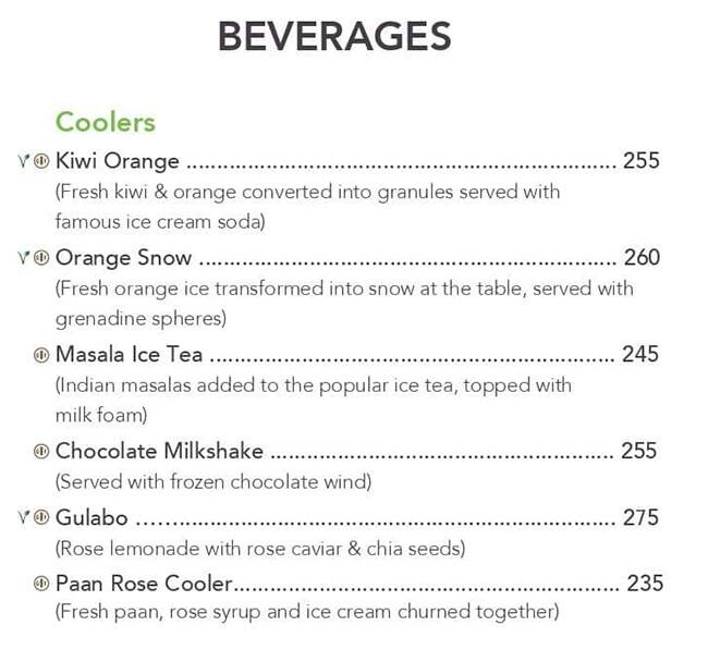 SpiceKlub Kolkata menu