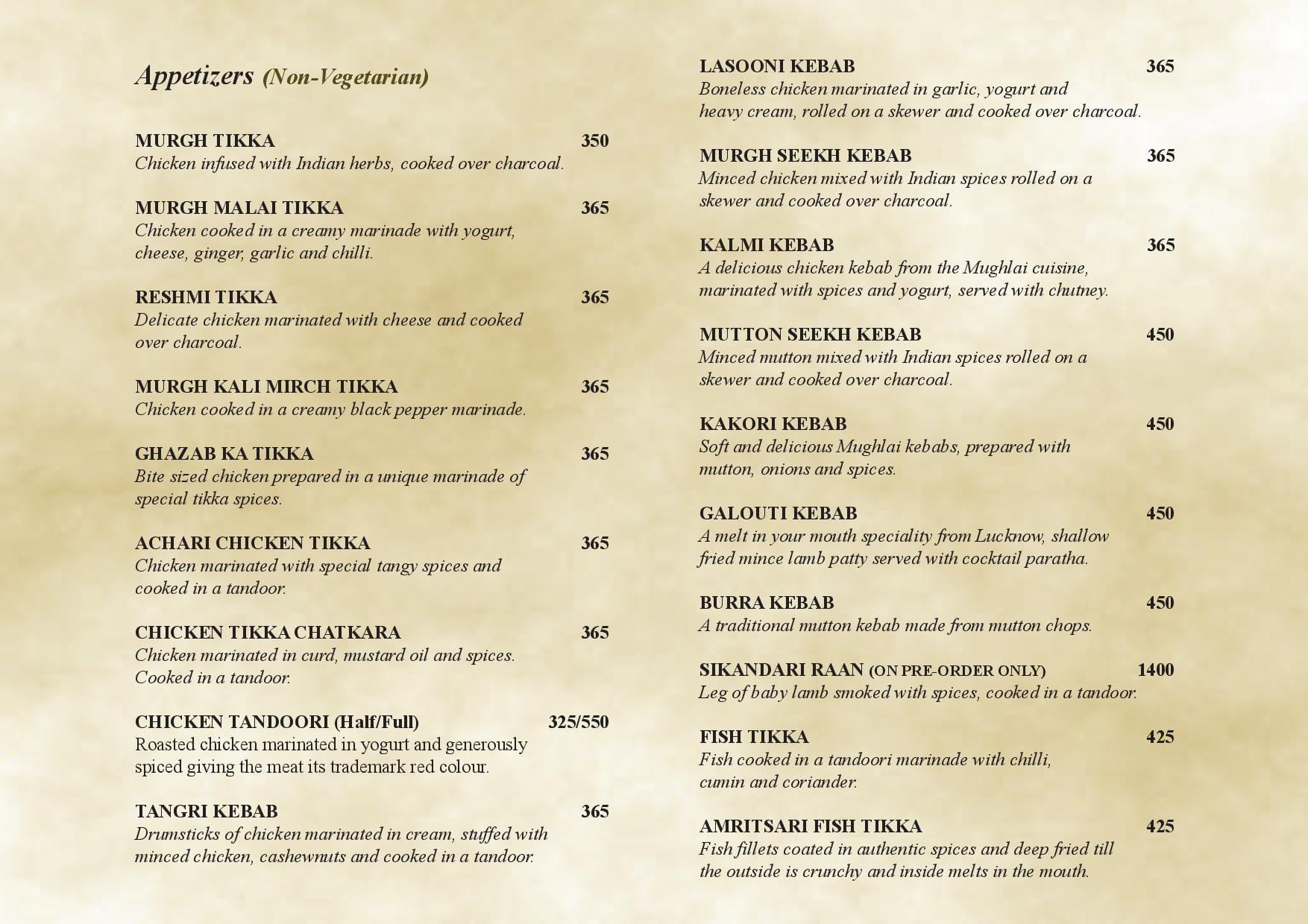 Menu at Theth Masala Restaurant, Hyderabad