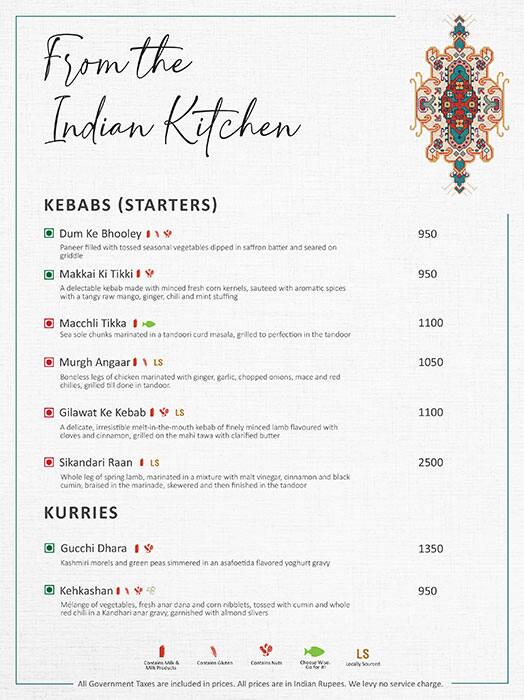 ITC Gardenia - Gourmet Couch menu