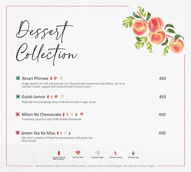 ITC Gardenia - Gourmet Couch menu