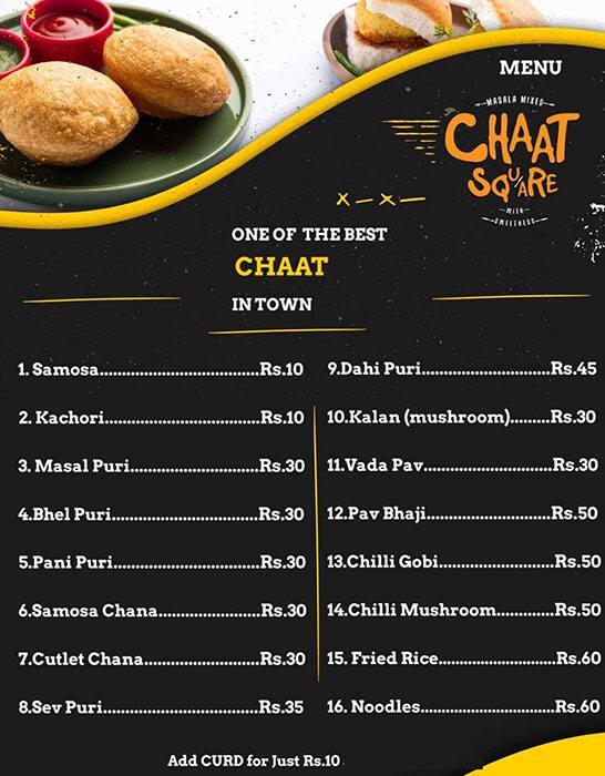 Chaat Square Sweets & Snacks menu