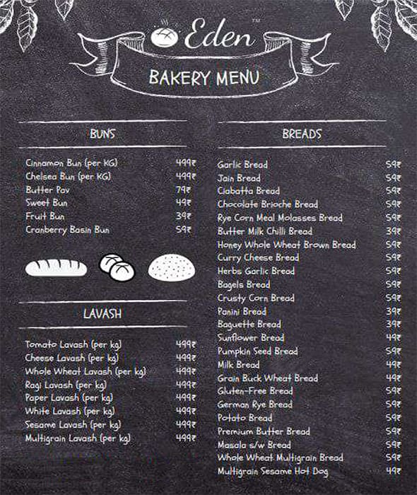 Menu of Eden Bakery, Golghar, Gorakhpur