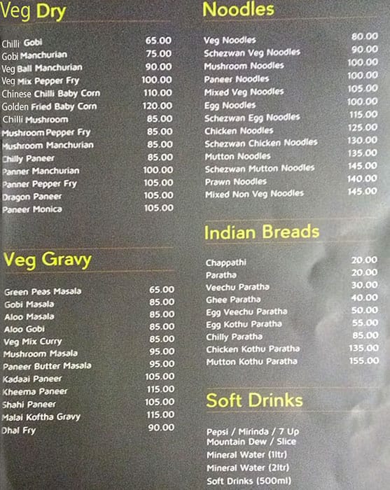 Menu at Annalakshmi Restaurant, Coimbatore, 106