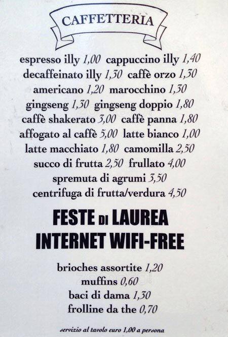 Menu di SANTO STEFANO CAFÉ 