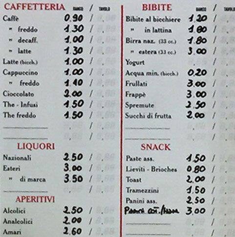 Menu di Bar Romeo 