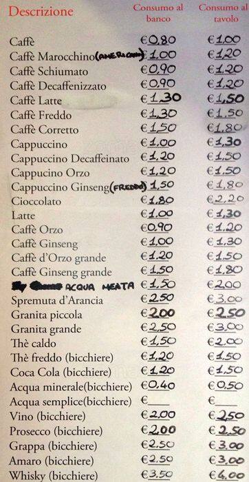 Menu de Bar Marmorata